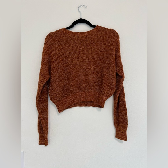 Garage Sweaters - Garage Burnt Orange Fall Knit Cropped Sweater